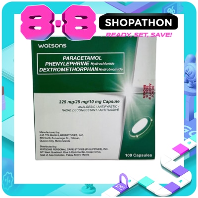 WATSONS GENERICS - WATSONS GENERICS WATSONS Paracetamol + Phenylephrine Hydrochloride + Dextromethorphan Hydrobromide 325mg/25mg/10mg Sold Per Piece image