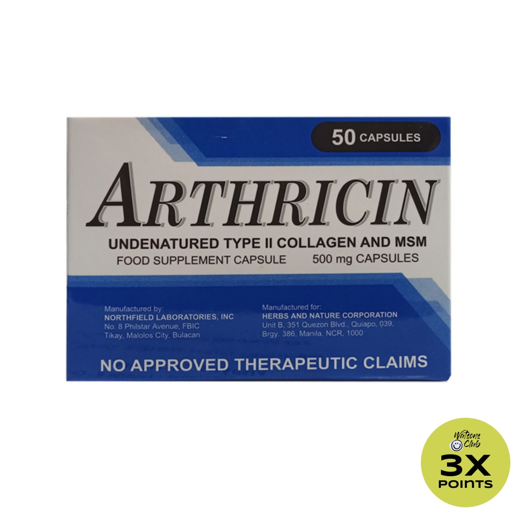 ARTHRICIN 500mg Capsule Sold Per Piece
