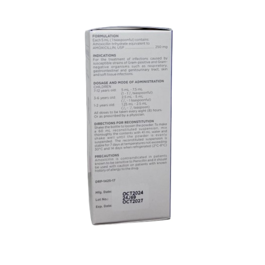 WATSONS GENERICS Amoxicillin 250mg Powder for Suspension 60ml [PRESCRIPTION REQUIRED]