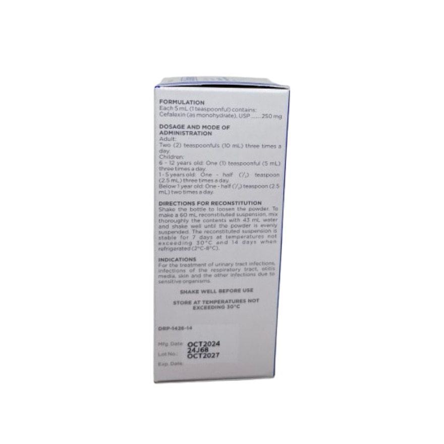 WATSONS GENERICS Cefalexin 250 mg Powder for Suspension 60ml [PRESCRIPTION REQUIRED]
