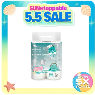 WATSONS - WATSONS Multipurpose Kitchen Towel Half Cut 2ply 120s Bundle of 2