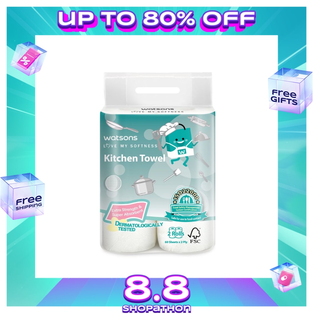 WATSONS Multipurpose Kitchen Towel Half Cut 2ply 120s Bundle of 2