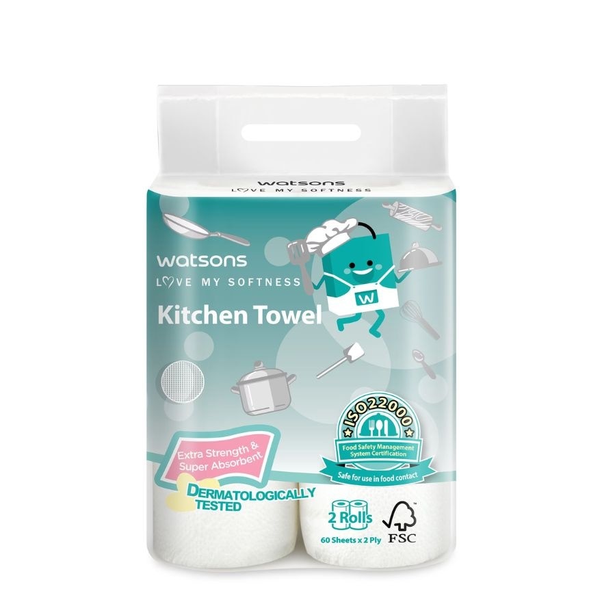 WATSONS Multipurpose Kitchen Towel Half Cut 2ply 120s Bundle of 2