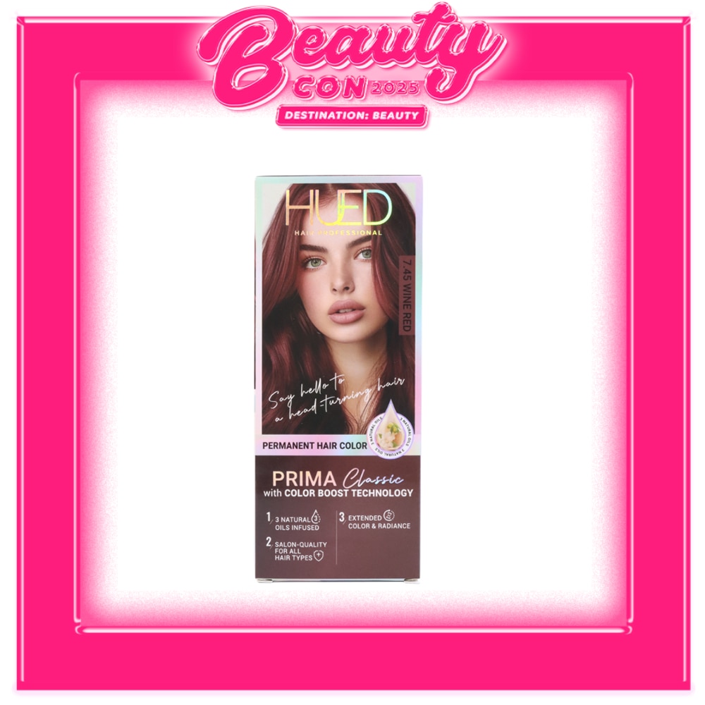 HUED Prima Classic Permanent Hair Color Upgraded Formula 7.45 Wine Red