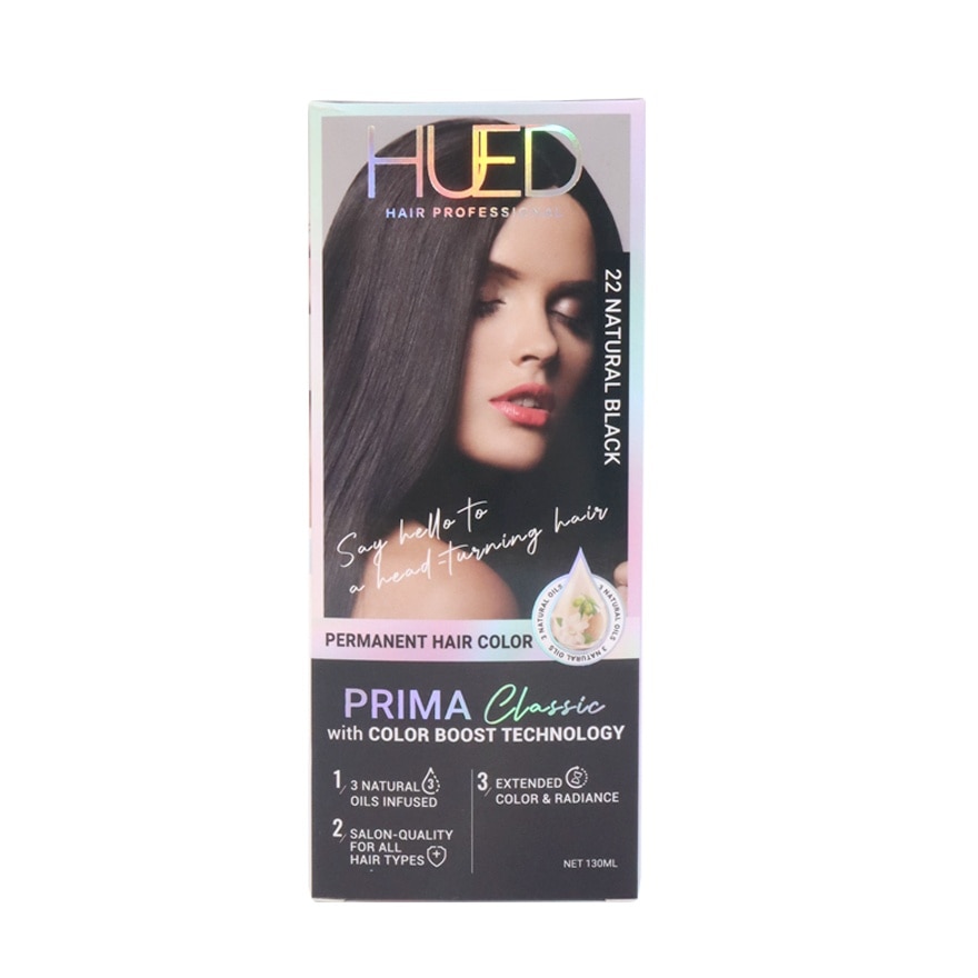 HUED Prima Classic Permanent Hair Color Upgraded Formula 22 Natural Black
