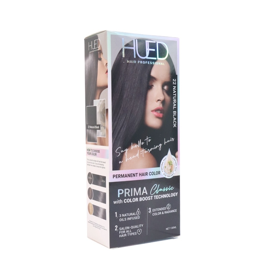 HUED Prima Classic Permanent Hair Color Upgraded Formula 22 Natural Black