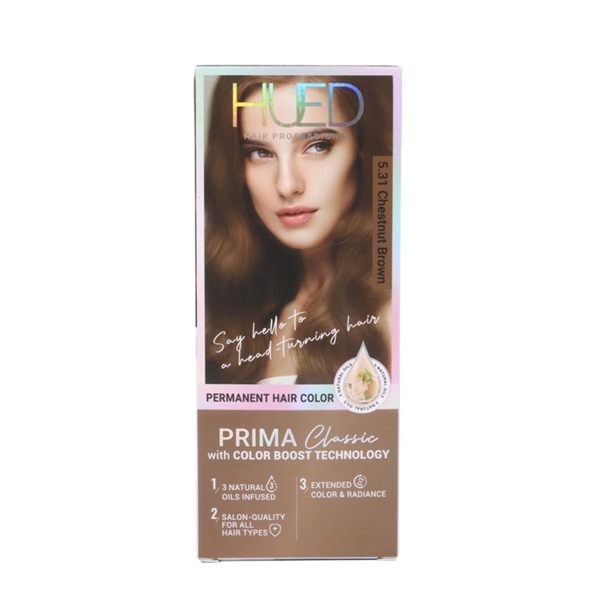 HUED Prima Classic Permanent Hair Color Upgraded Formula 5.31 Chestnut Brown