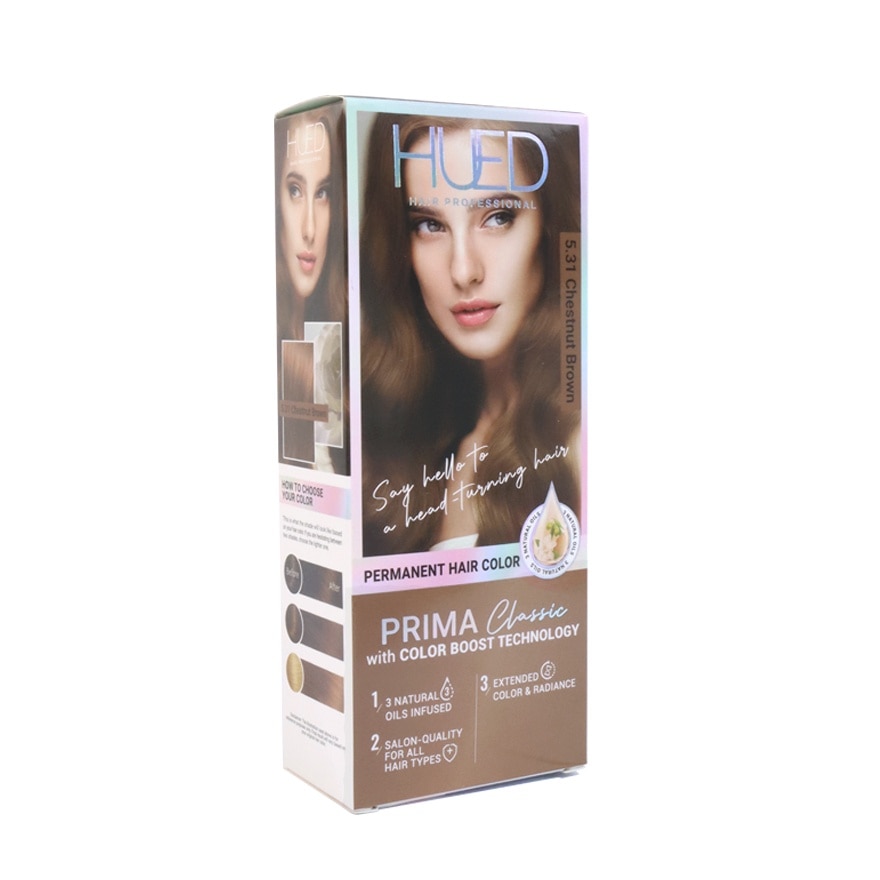 HUED Prima Classic Permanent Hair Color Upgraded Formula 5.31 Chestnut Brown