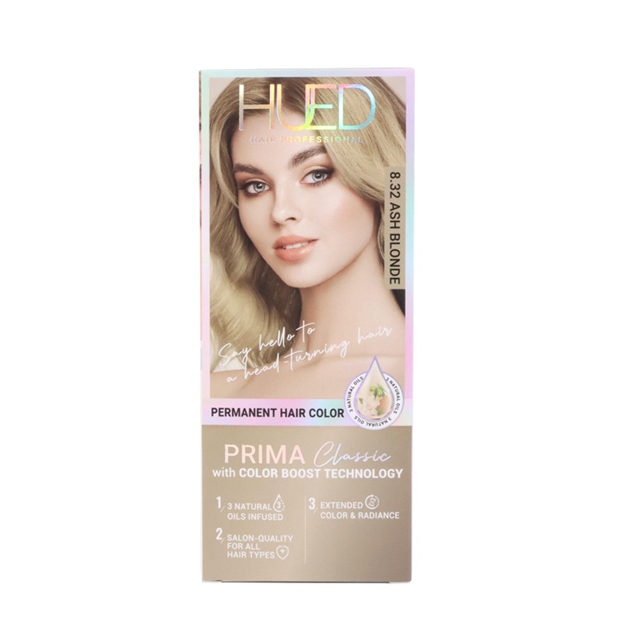 HUED Prima Classic Permanent Hair Color Upgraded Formula 8.32 Ash Blonde