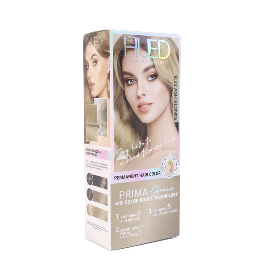 HUED Prima Classic Permanent Hair Color Upgraded Formula 8.32 Ash Blonde