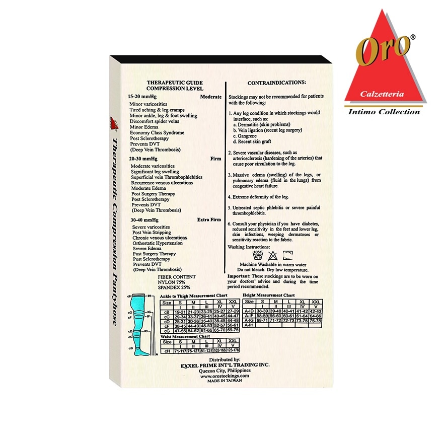 ORO Therapeutic Compression Stockings - Open Toe Pantyhose 5-20 MMHG Small Skintone