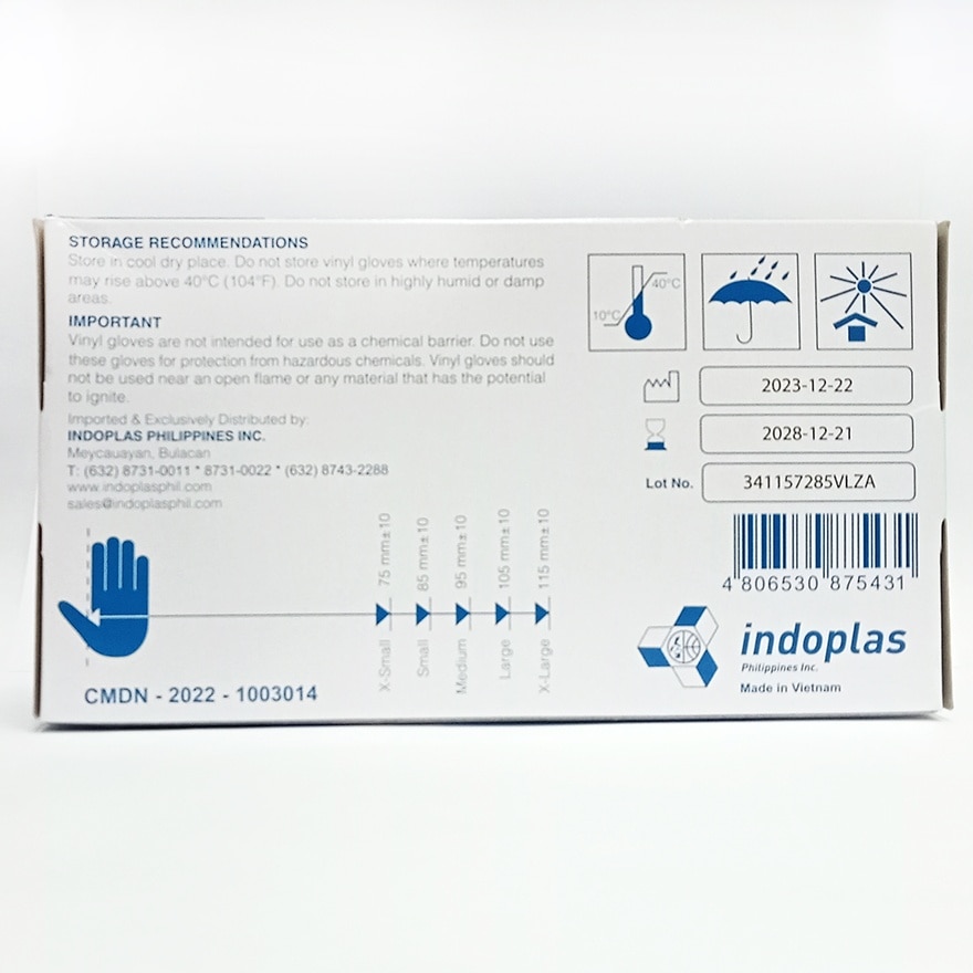 INDOPLAS Disposable Vinyl Examination Gloves Powder Free