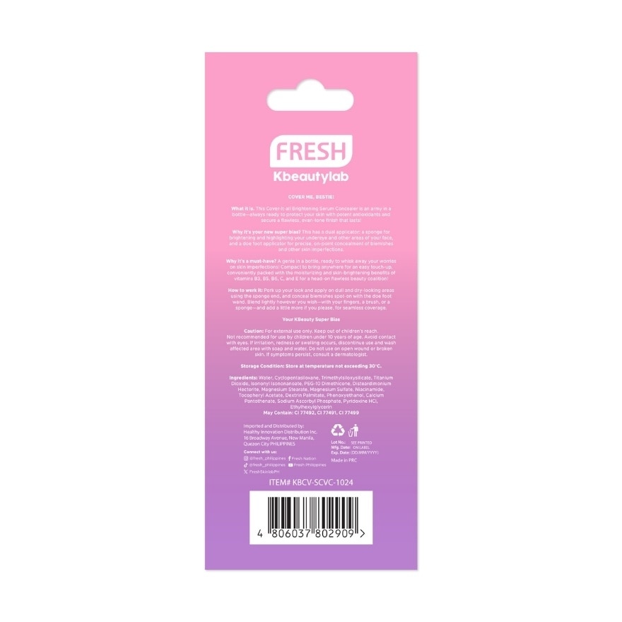 FRESH Kbeautylab Cover-It-All Brightening Serum Concealer Vanilla Cream 4mL