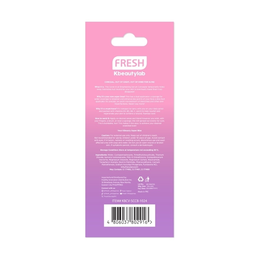 FRESH Kbeautylab Cover-It-All Brightening Serum Concealer Creme Brulee 4mL