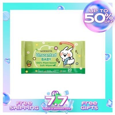 WATSONS WATSONS Usagyuuun Unscented Baby Wipes 20s x 3 Packs