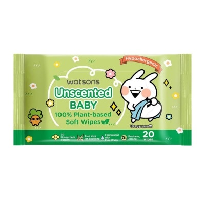 WATSONS WATSONS Usagyuuun Unscented Baby Wipes 20s x 3 Packs