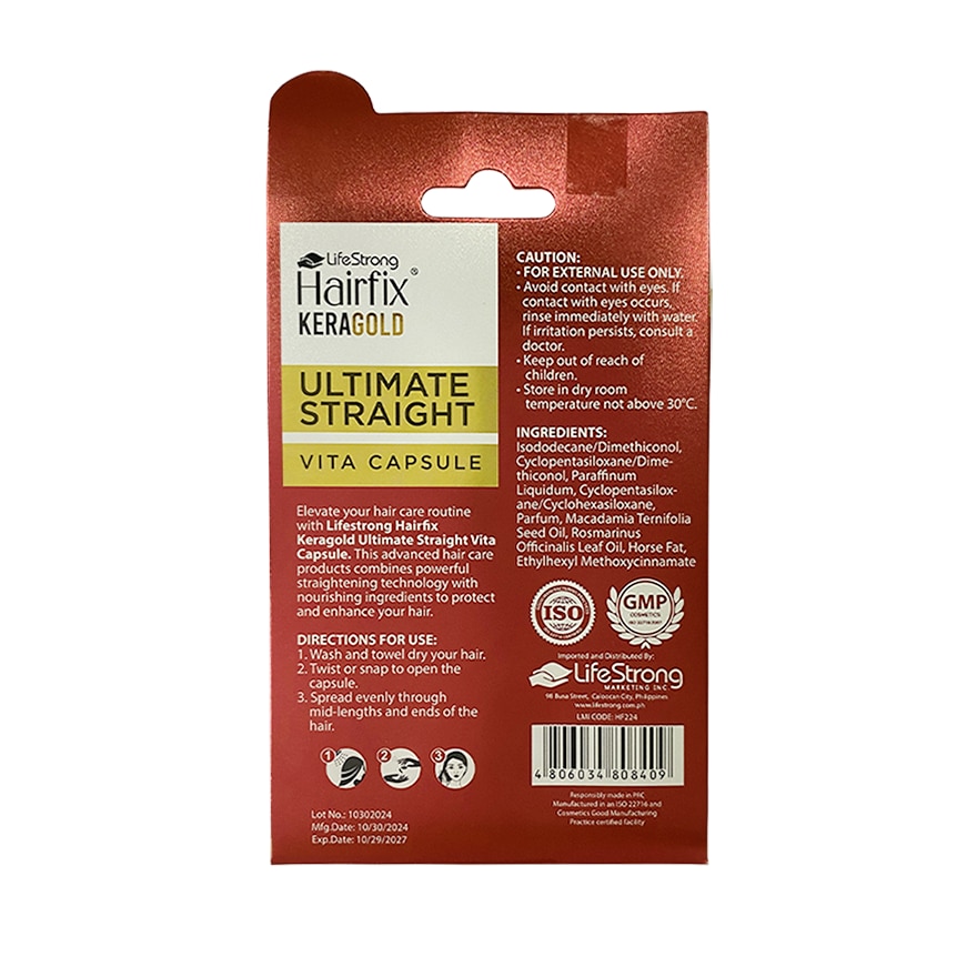 HAIRFIX Keragold Rosemary and Horse Oil Vita Capsule Ultimate Straight 1ml x 6s