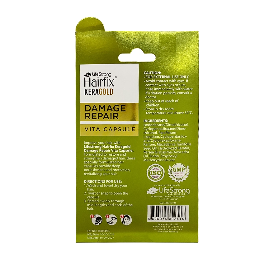 HAIRFIX Keragold Avocado Oil and Biotin Vita Capsule Damage Repair 1ml x 6s