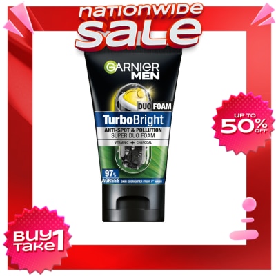 GARNIER GARNIER Men TurboBright Anti-Spot & Pollution Duo Foam Cleanser 100ml