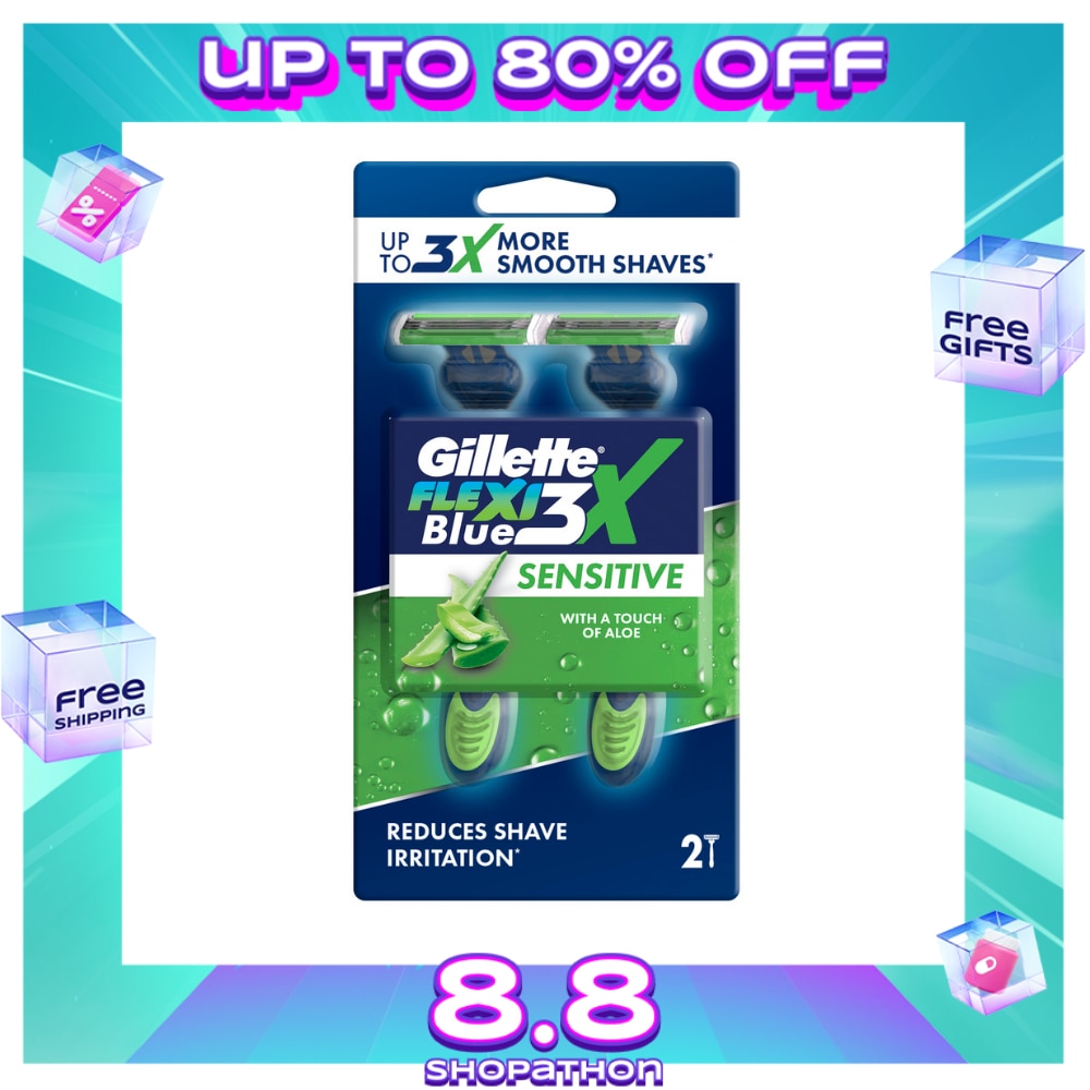 GILETTE Blue3X Flexi Sensitive Disposable Razor 2s Pack