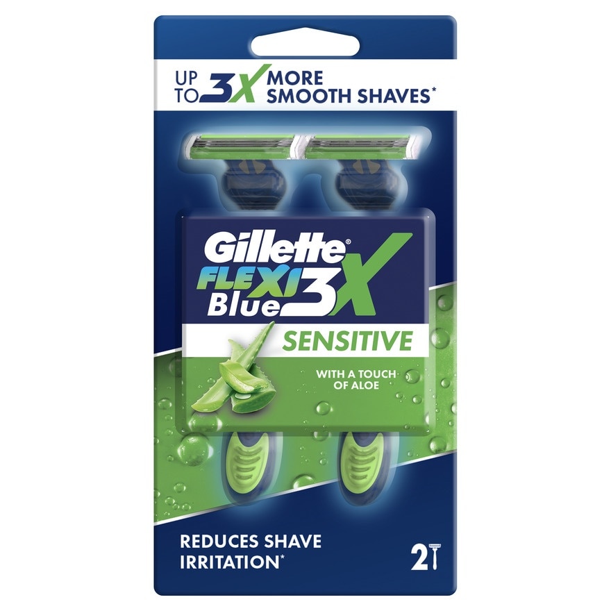 GILETTE Blue3X Flexi Sensitive Disposable Razor 2s Pack