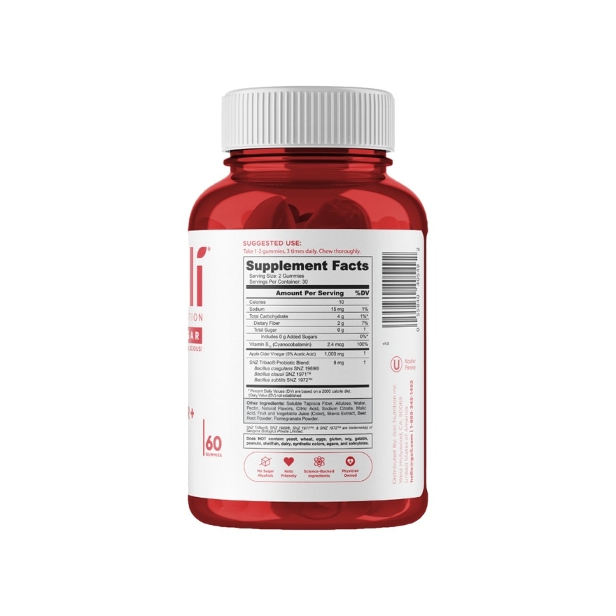 GOLI Apple Cider Vinegar Zero Sugar 60gummies