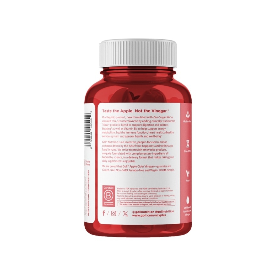 GOLI Apple Cider Vinegar Zero Sugar 60gummies