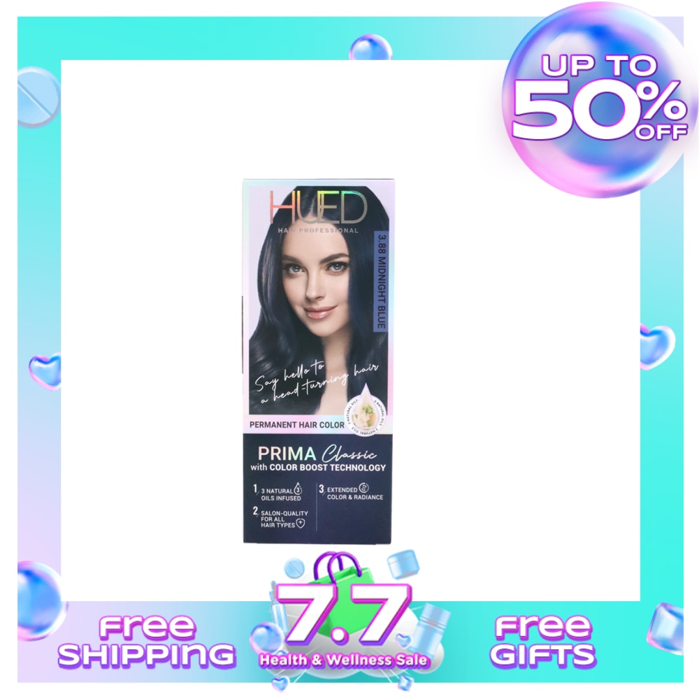 HUED Prima Classic Permanent Hair Color Upgraded Formula - 3.88 Midnight Blue
