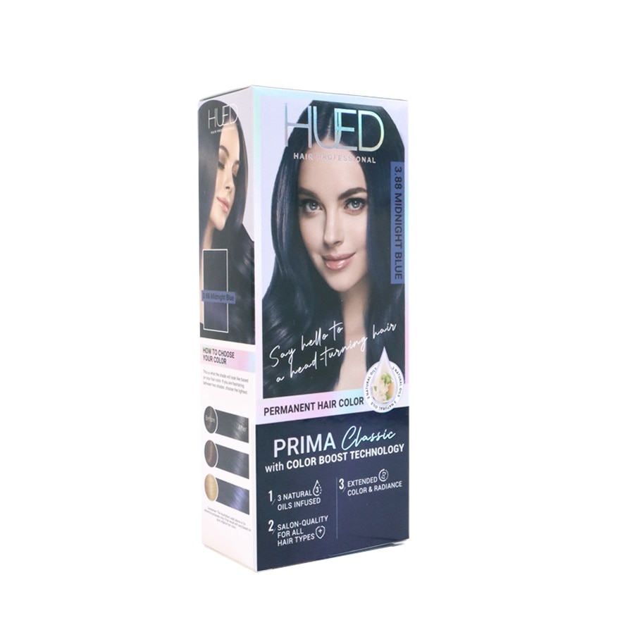 HUED Prima Classic Permanent Hair Color Upgraded Formula - 3.88 Midnight Blue