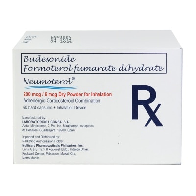 NEUMOTEROL NEUMOTEROL Budesonide Formoterol Fumarate Dihydrate 200 mcg/6mcg 60 caps + Inhalation Device [PRESCRIPTION REQUIRED]