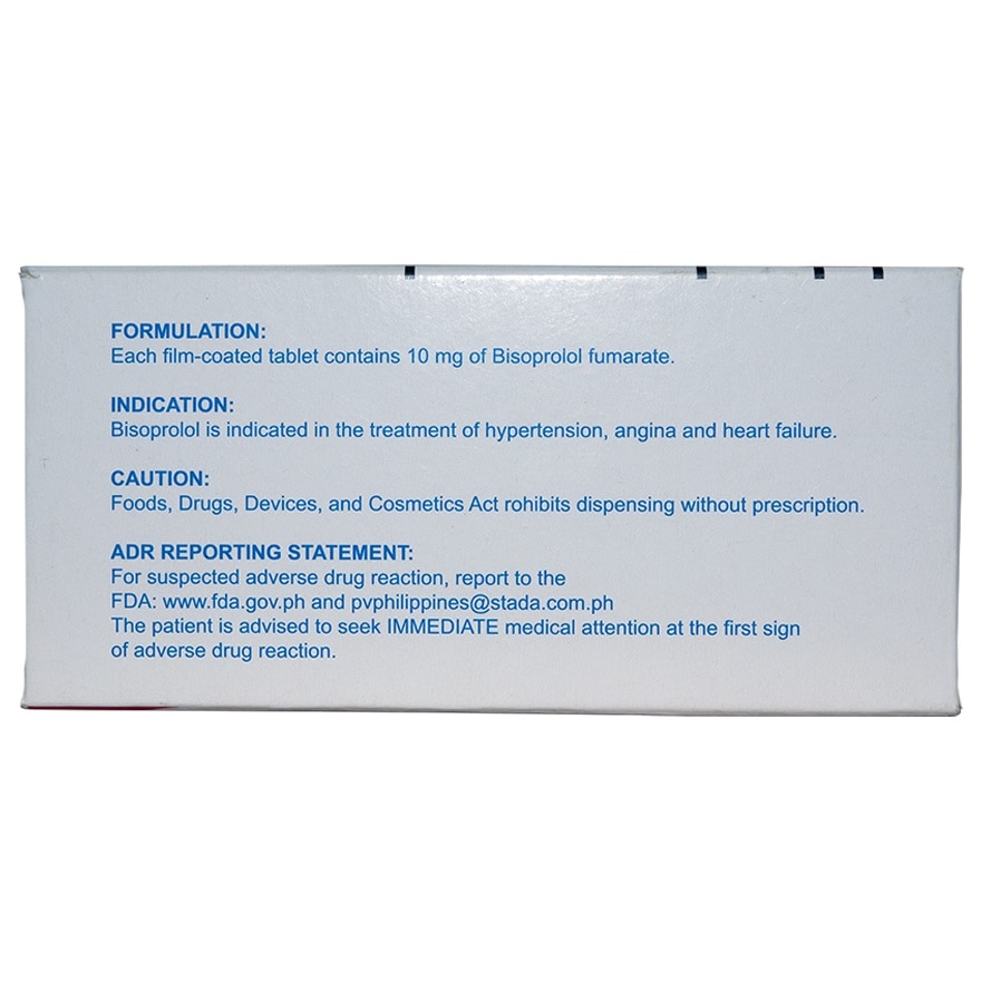 BISTAPRO Bisoprolol Fumarate Film Coated Tablet 10mg Sold Per Piece [PRESCRIPTION REQUIRED]