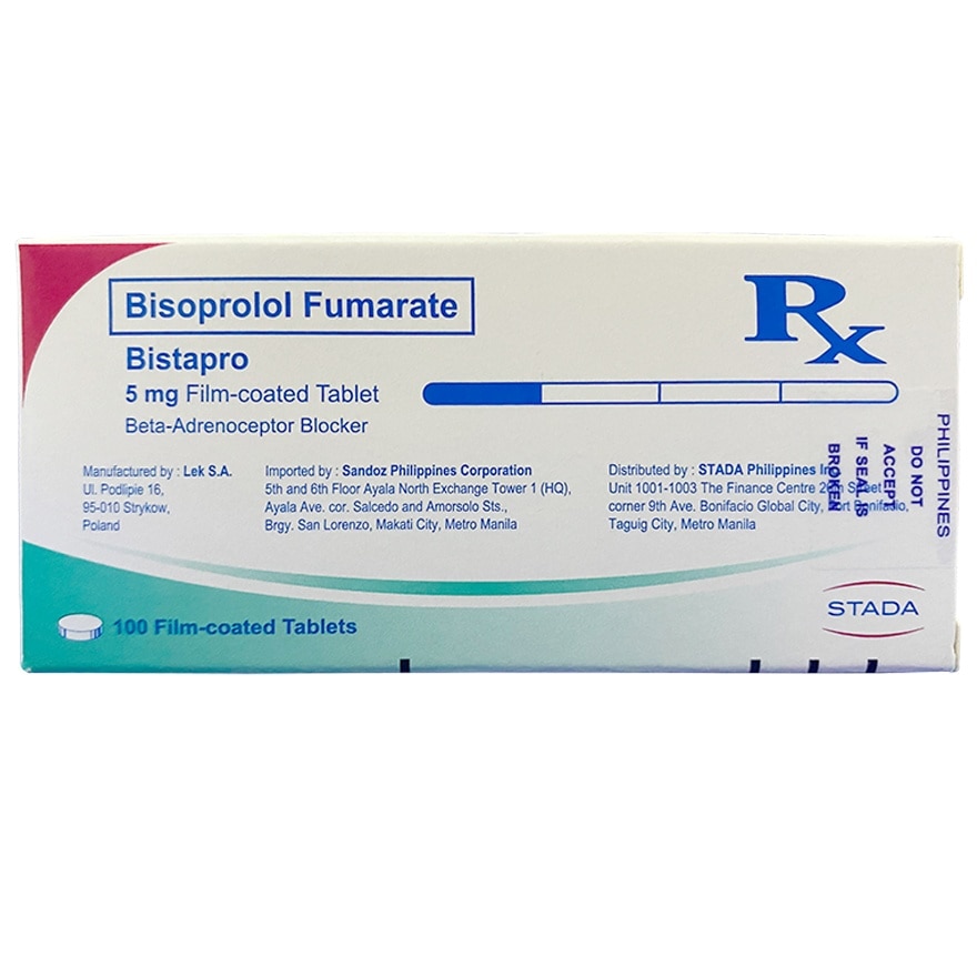 BISTAPRO Bisoprolol Fumarate Film Coated Tablet 5mg Sold Per Piece [PRESCRIPTION REQUIRED]