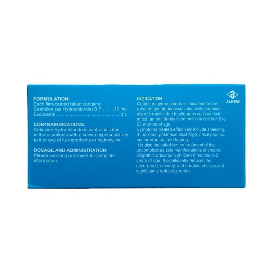 ASCEND Cetirizine 10mg Film-Coated Tablet (Sold Per Piece)