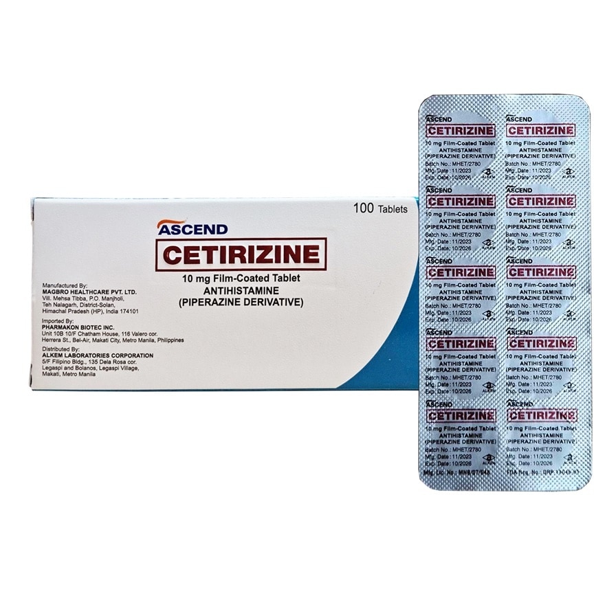 ASCEND Cetirizine 10mg Film-Coated Tablet (Sold Per Piece)
