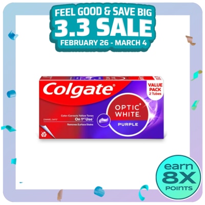 COLGATE COLGATE Optic White Purple Toothpaste 100g Twinpack