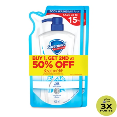 SAFEGUARD SAFEGUARD Body Wash Pure White Refill Pack 620ml Buy 1 Get 2nd at 50% Off