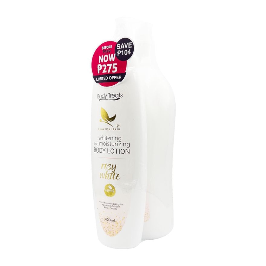 BODY TREATS Whitening & Moisturizing Body Lotion Rosy White 1L + 400ml Bundle