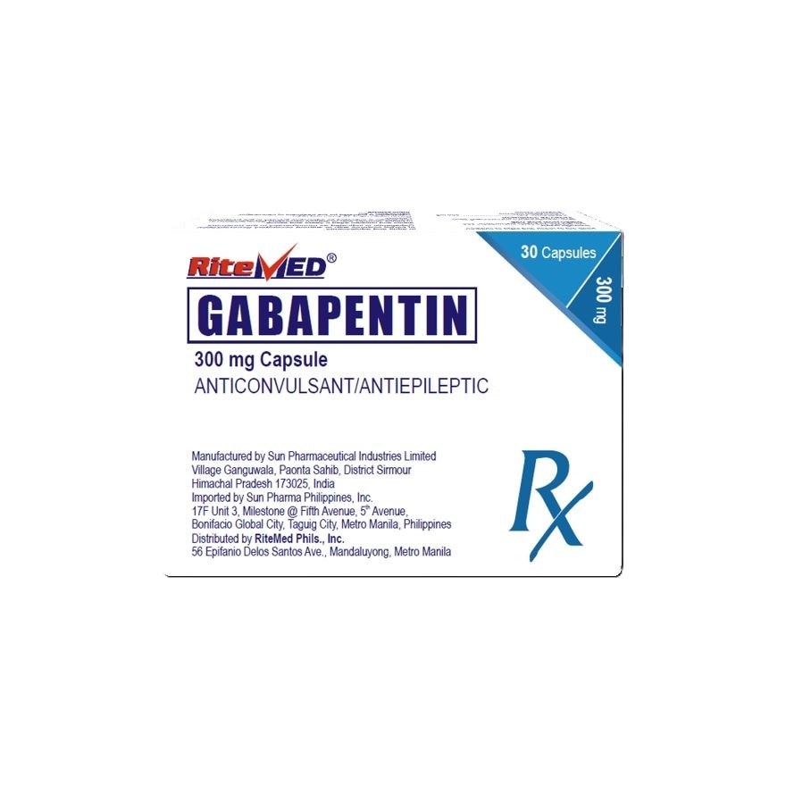 RITEMED GABAPENTIN Anticonvulsant/Antiepileptic 300mg Capsule Sold Per Piece [PRESCRIPTION REQUIRED]