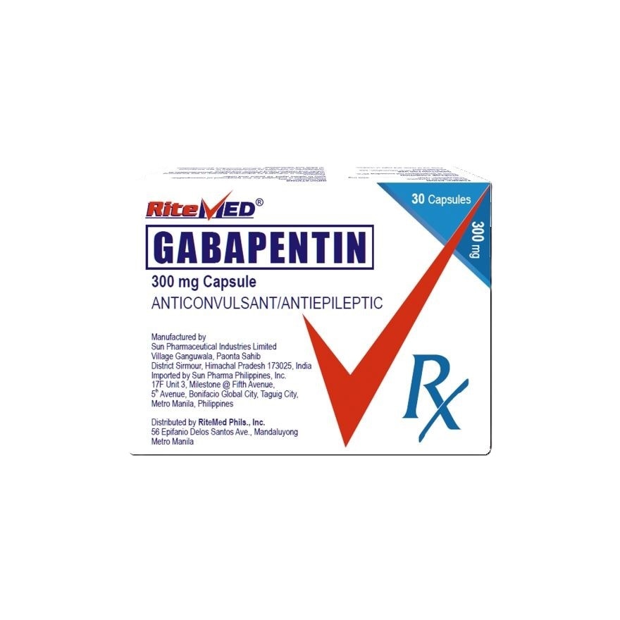 RITEMED GABAPENTIN Anticonvulsant/Antiepileptic 300mg Capsule Sold Per Piece [PRESCRIPTION REQUIRED]
