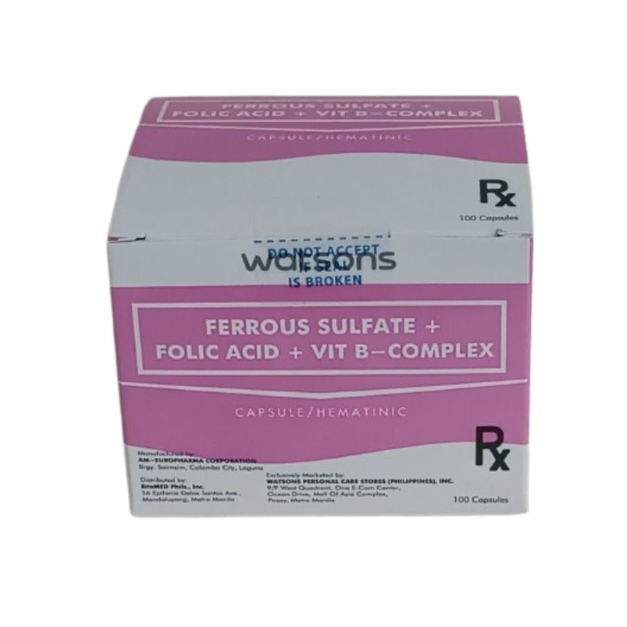 WATSONS GENERICS Iron+Folic Acid+Vitamin B Complex Capsule Sold Per Piece