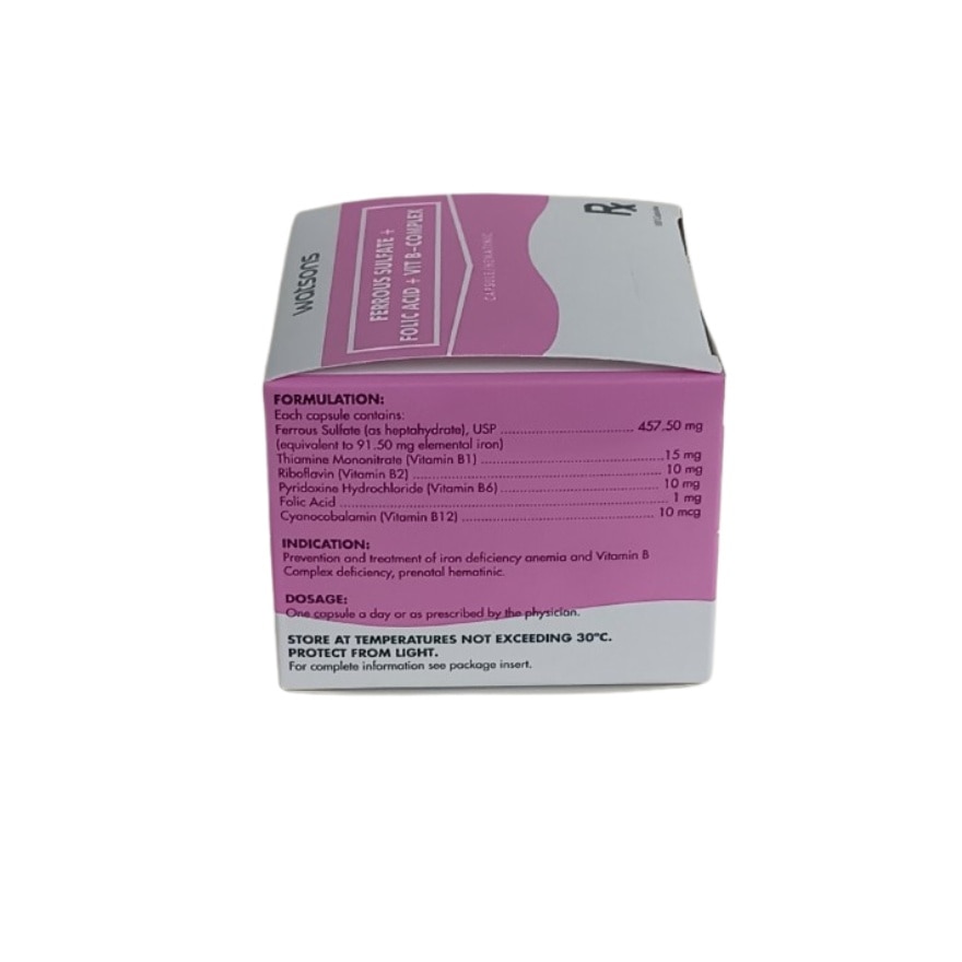 WATSONS GENERICS Iron+Folic Acid+Vitamin B Complex Capsule Sold Per Piece