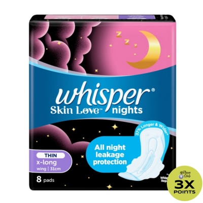 WHISPER WHISPER Skin Love All Night X-Long Ultra Slim With Wings 31cm 8s [SANITARY NAPKIN]