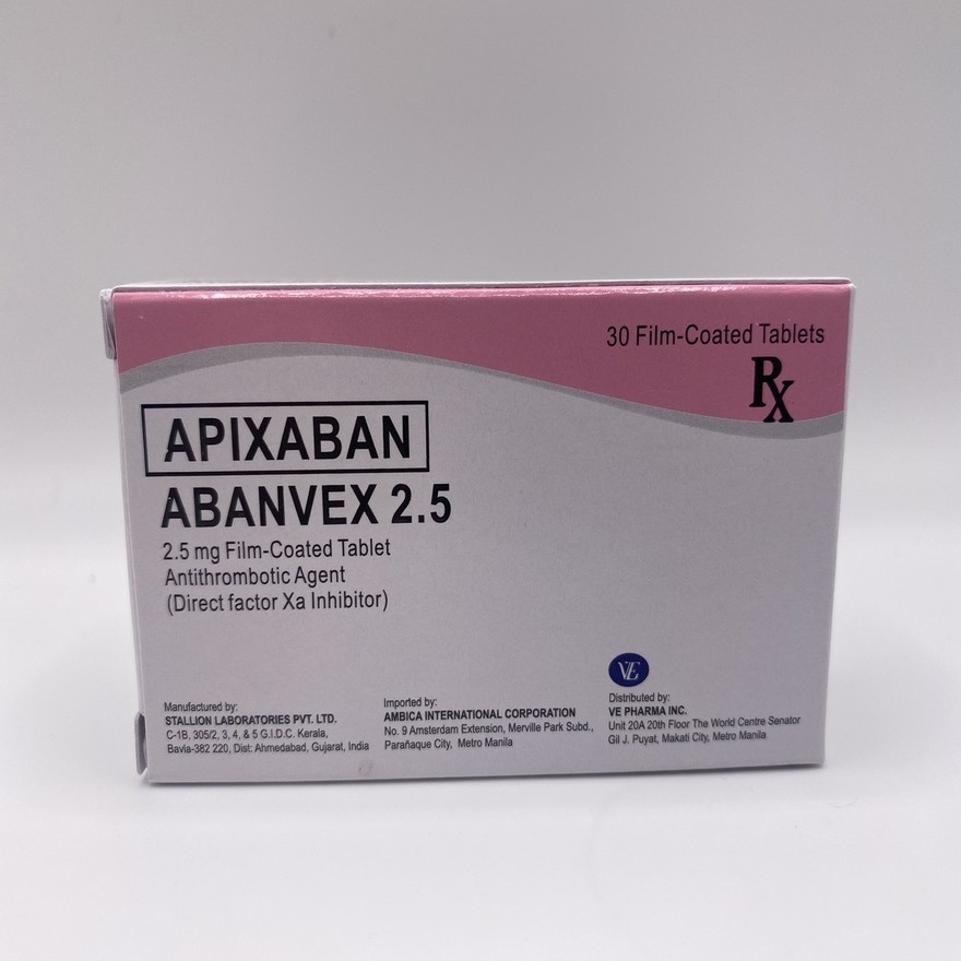 ABANVEX Apixaban 2.5mg Film-Coated Tablet (Sold Per Piece) [PRESCRIPTION REQUIRED]