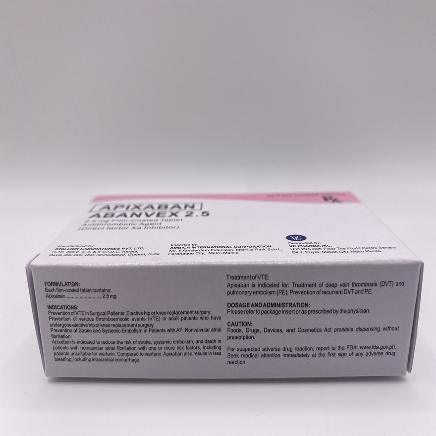 ABANVEX Apixaban 2.5mg Film-Coated Tablet (Sold Per Piece) [PRESCRIPTION REQUIRED]