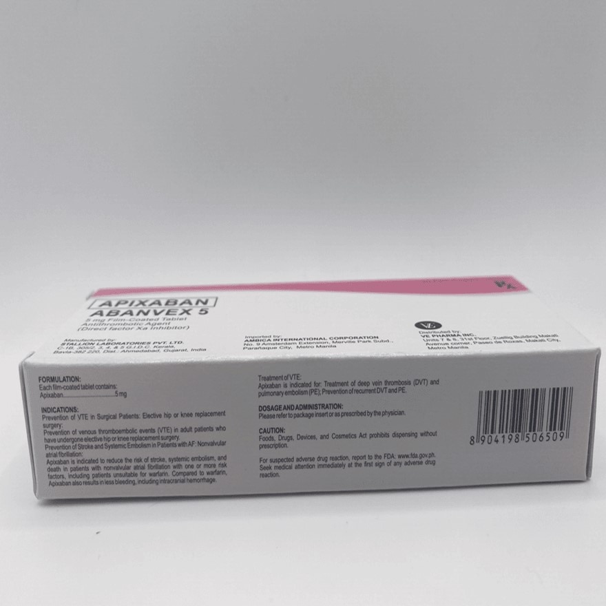 ABANVEX Apixaban 5mg Film-Coated Tablet [PRESCRIPTION REQUIRED]