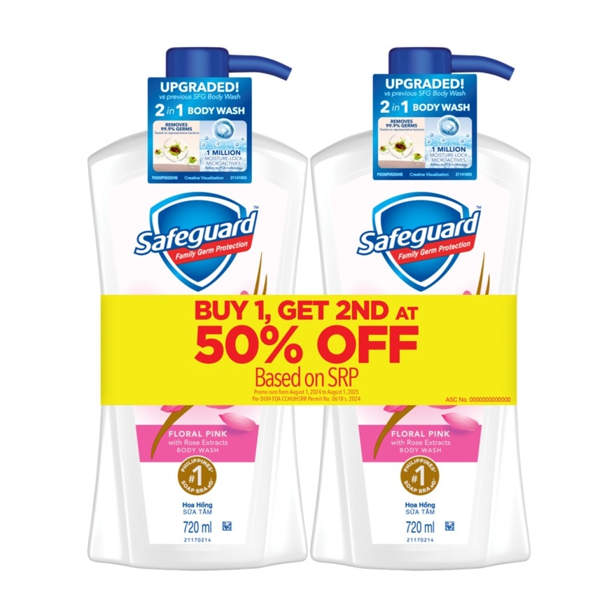 SAFEGUARD Body Wash Floral Pink 720ml Buy 1 Get 2nd at 50% Off