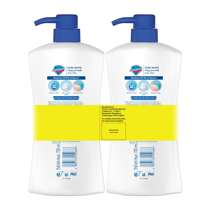 SAFEGUARD Body Wash Pure White 720ml Buy 1 Get 2nd at 50% Off