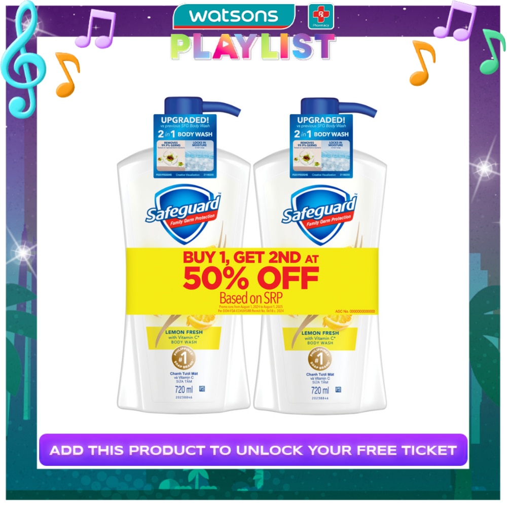 SAFEGUARD Body Wash Lemon Fresh 720ml Buy 1 Get 2nd at 50% Off