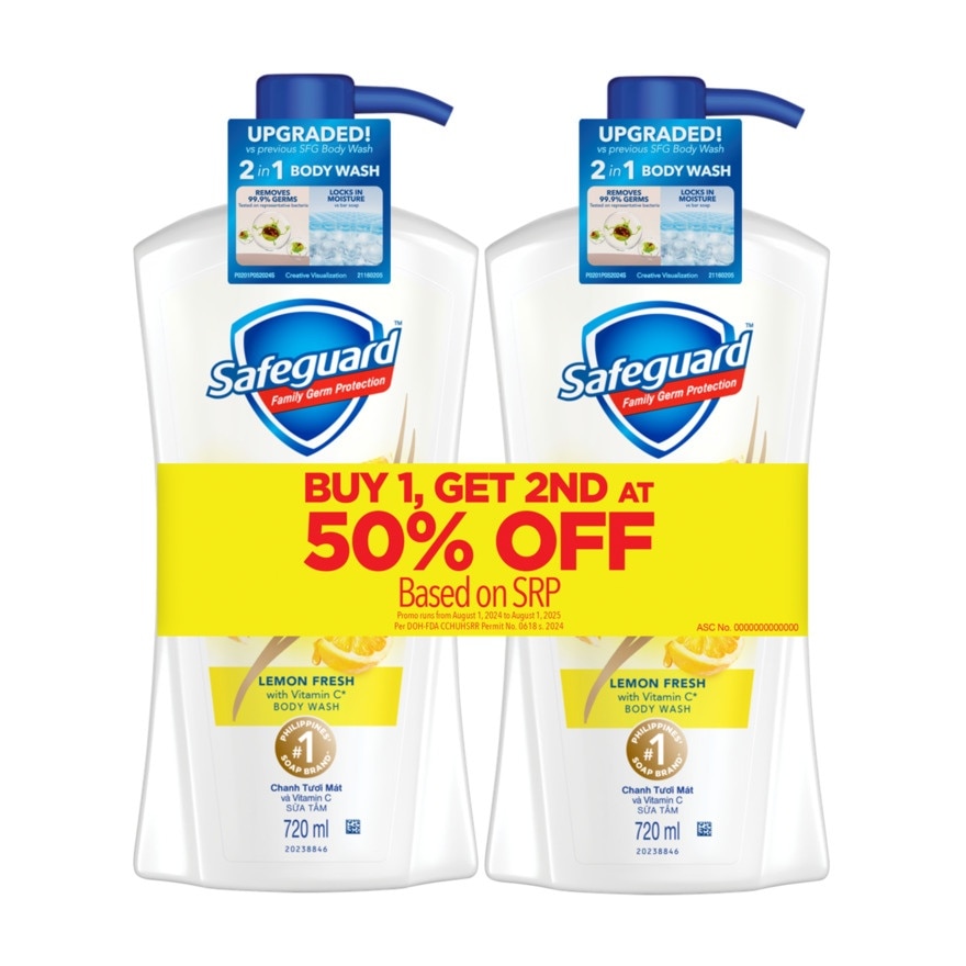 SAFEGUARD Body Wash Lemon Fresh 720ml Buy 1 Get 2nd at 50% Off