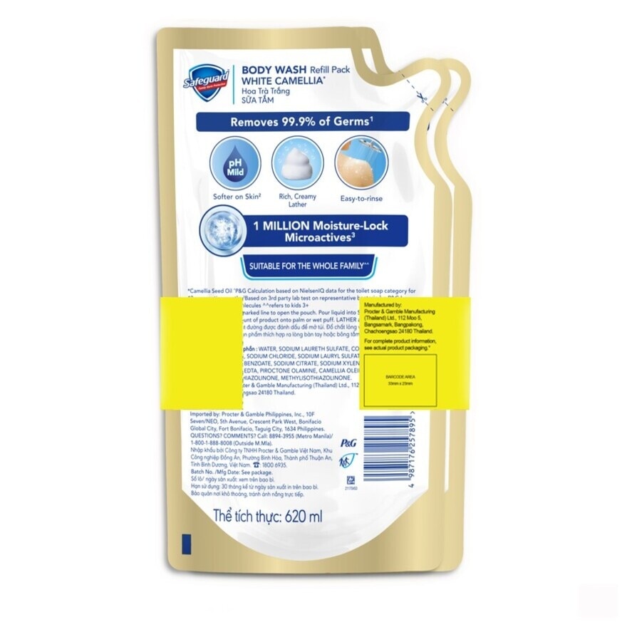 SAFEGUARD Body Wash White Camellia Refill Pack 620ml Buy 1 Get 2nd at 50% Off